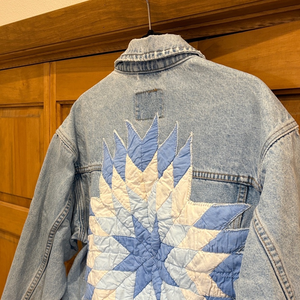 Handmade Patchwork Denim Jacket with Vintage Jean… - image 12